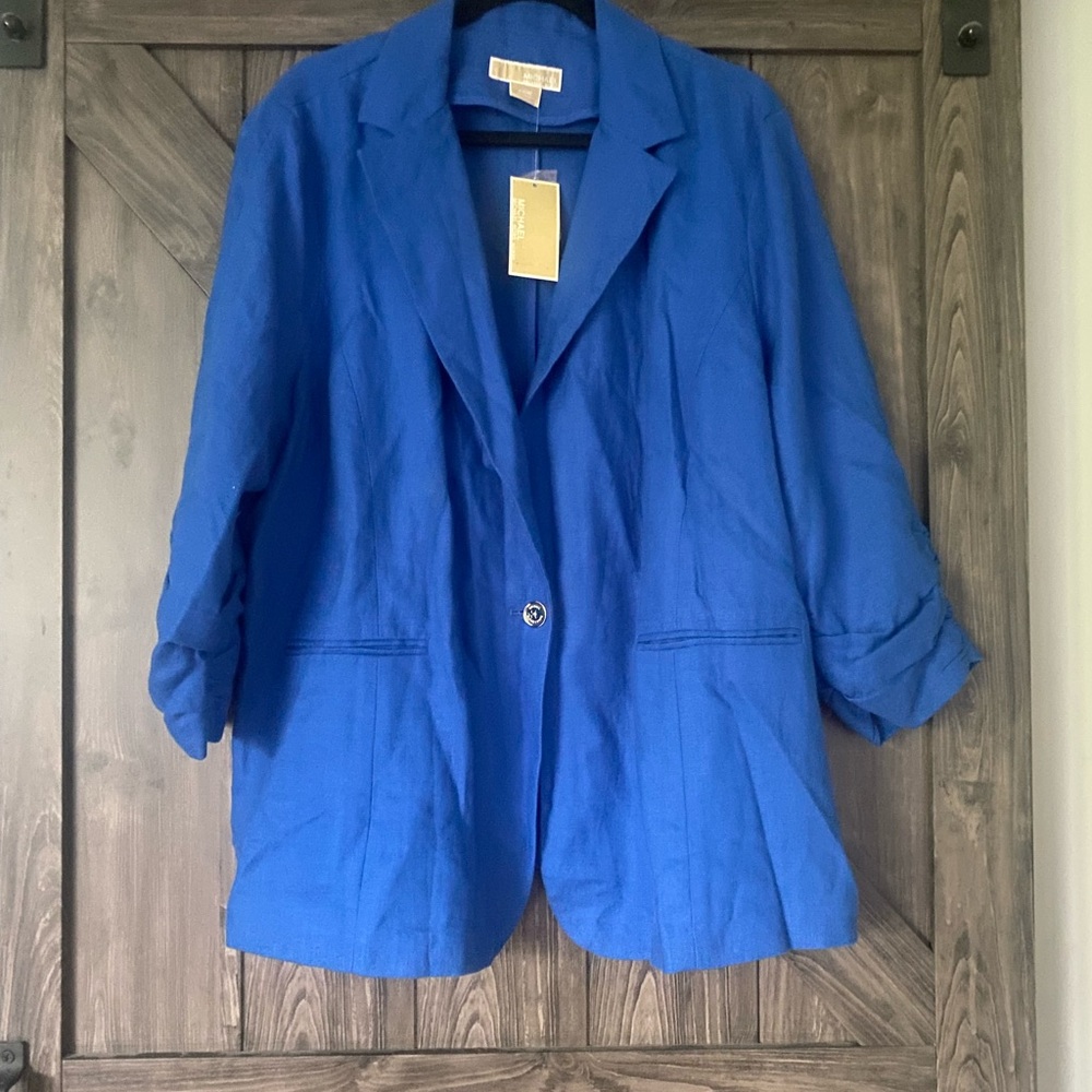Michael by Michael Kors Cobalt Blue 3/4 Sleeve Linen Blazer,  sz 20W, NWT